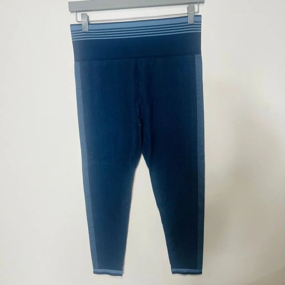 Zella Navy Blue Denim Stripe Accent Leggings Sz L